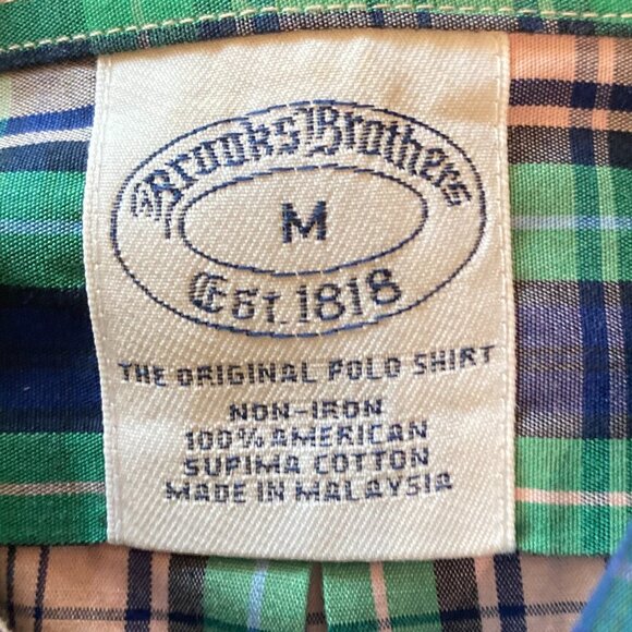 Brooks Brothers Mens Size Medium Multi Color Plaid Short Sleeve Button Down Shir - Picture 2 of 3